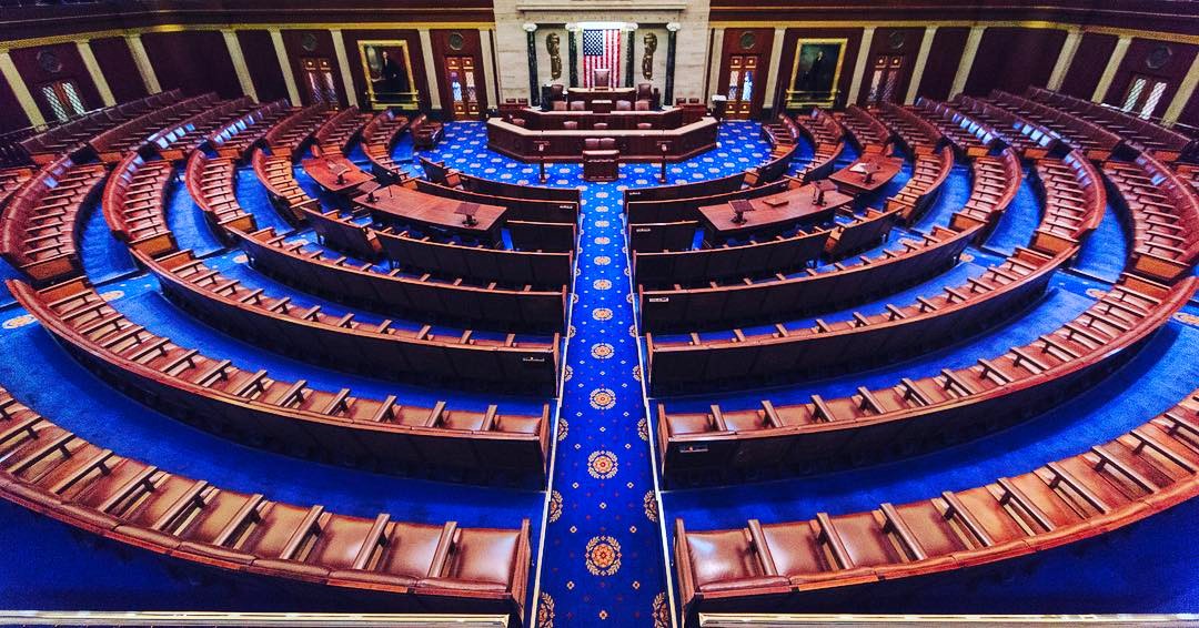 Interior of the U.S. House of Representatives chamber.