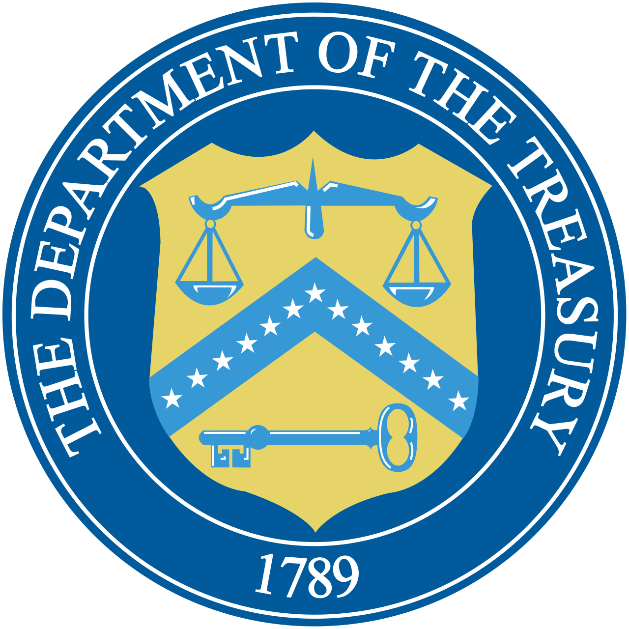 The seal of the U.S. Department of the Treasury, which publishes the monthly budget statement.