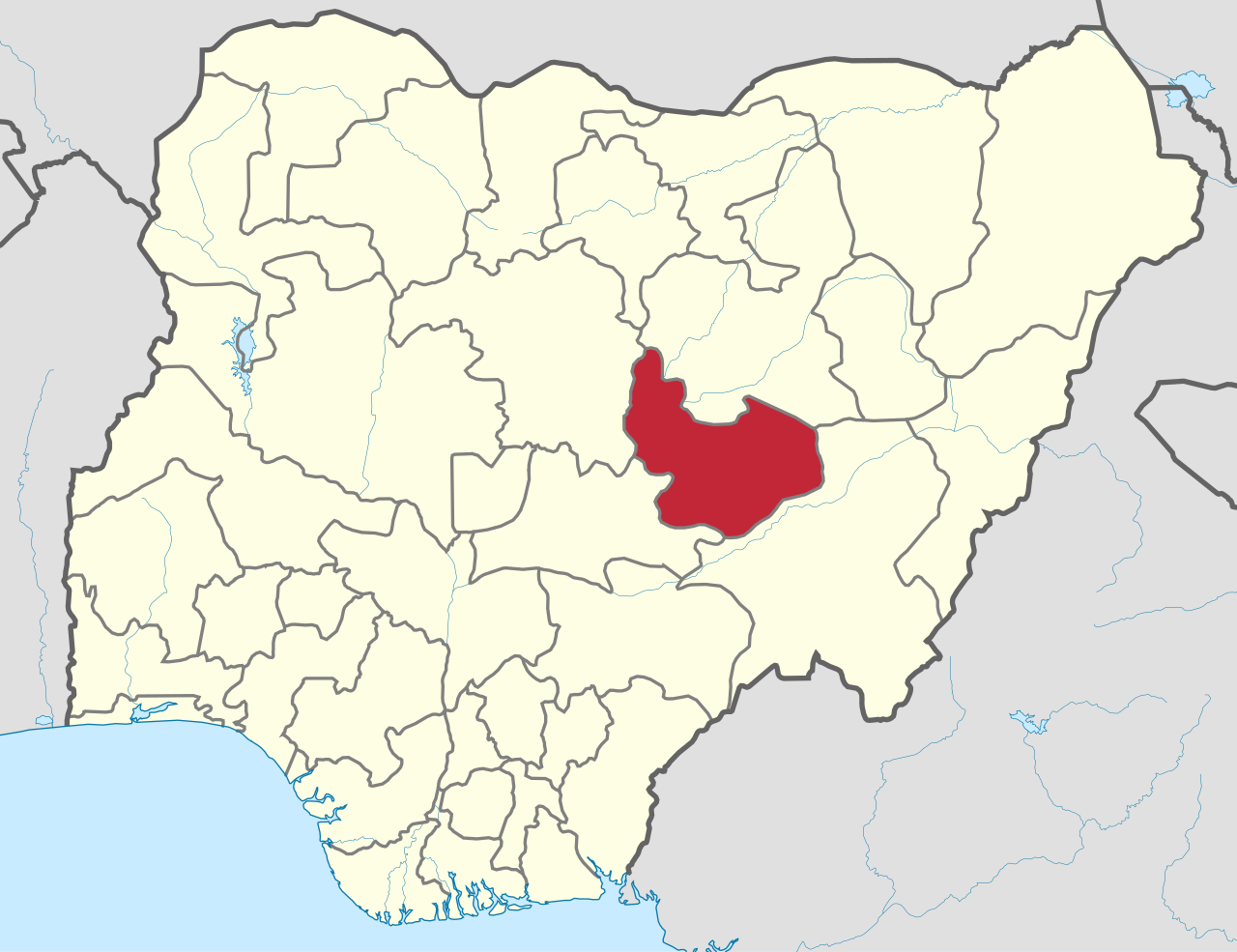 Locator map showing Plateau State within Nigeria.